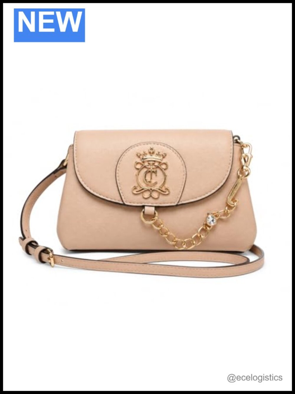Juicy Couture Royal Crest Crossbody Bag Faux Leather Gold-Tone Hardware, Compact